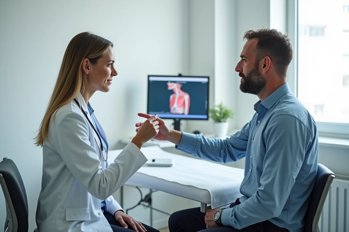 Consultation médicale pour examiner un ganglion cervical gauche chez un patient adulte
