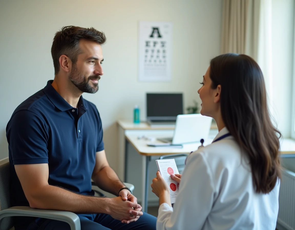 Patient en consultation médicale préventive avec un médecin généraliste pour surveiller sa santé