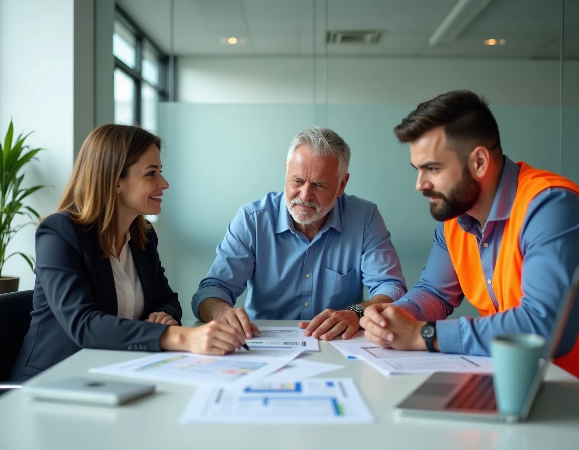 Réunion d'équipe professionnelle pour l'élaboration d'un plan de prévention des risques professionnels en entreprise